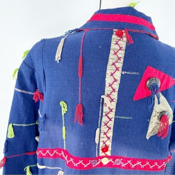 Anu by Natural Blue Tapestry Art to Wear Button up Jacket XL - Picture 9 of 14